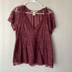American Rag lace mauve purple top size L